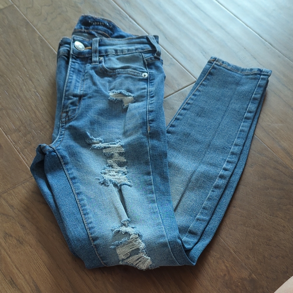 Aeropostale Blue Skinny Jeans Distressed Casual